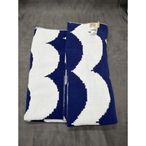 Harper Canyon Navy Blue & White Scallop Baby Blanket Knitted Waves